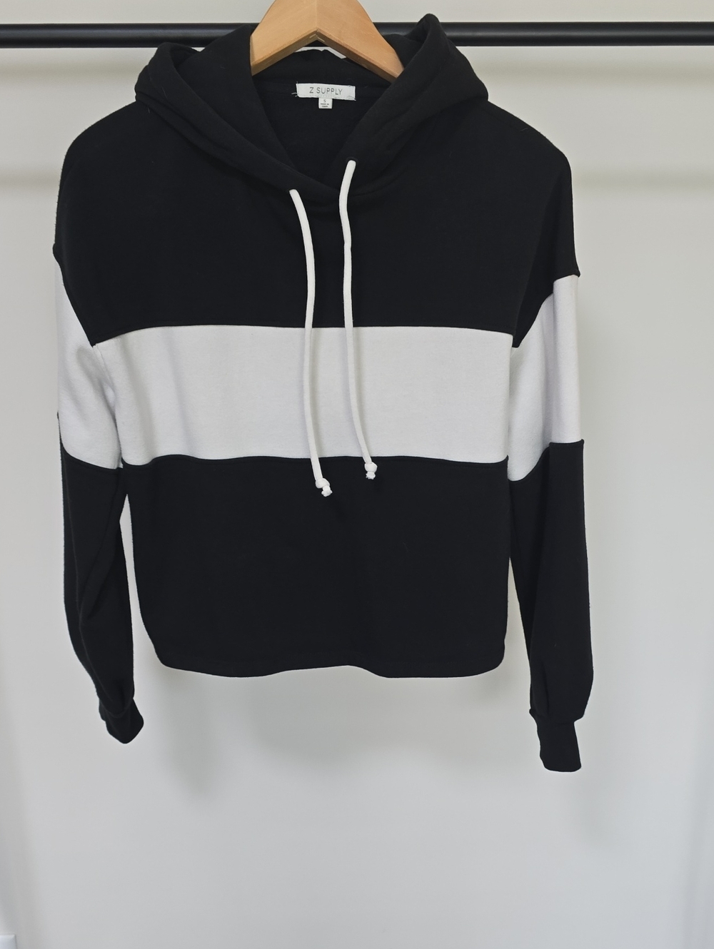 Z Supply Black and White Stripe Pullover Hoodie